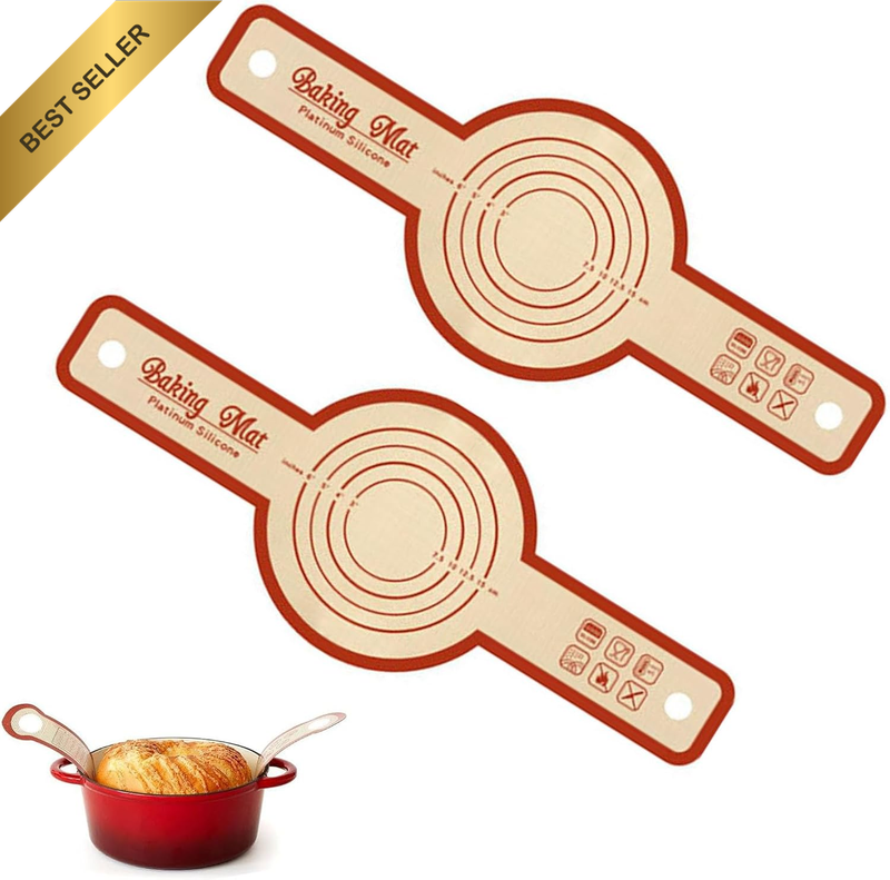 Silicone Bread Sling Mat - 2 Pack Bread Baking Mat Set with Long Handles for Dut