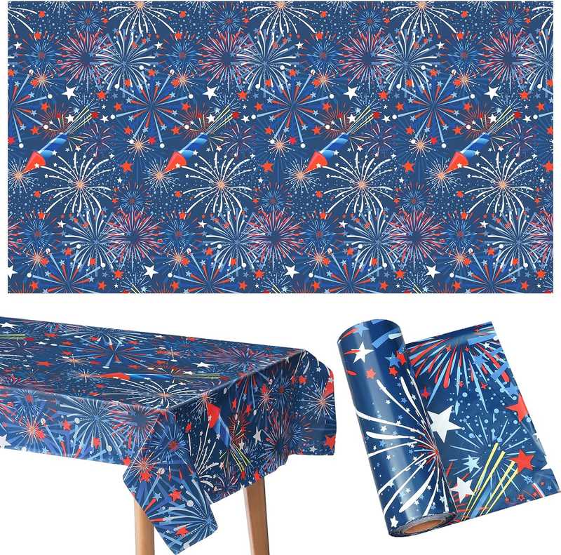 100 Ft X 40 Inch Patriotic Tablecloth Roll 4Th of July Firework Rectangle Dispos