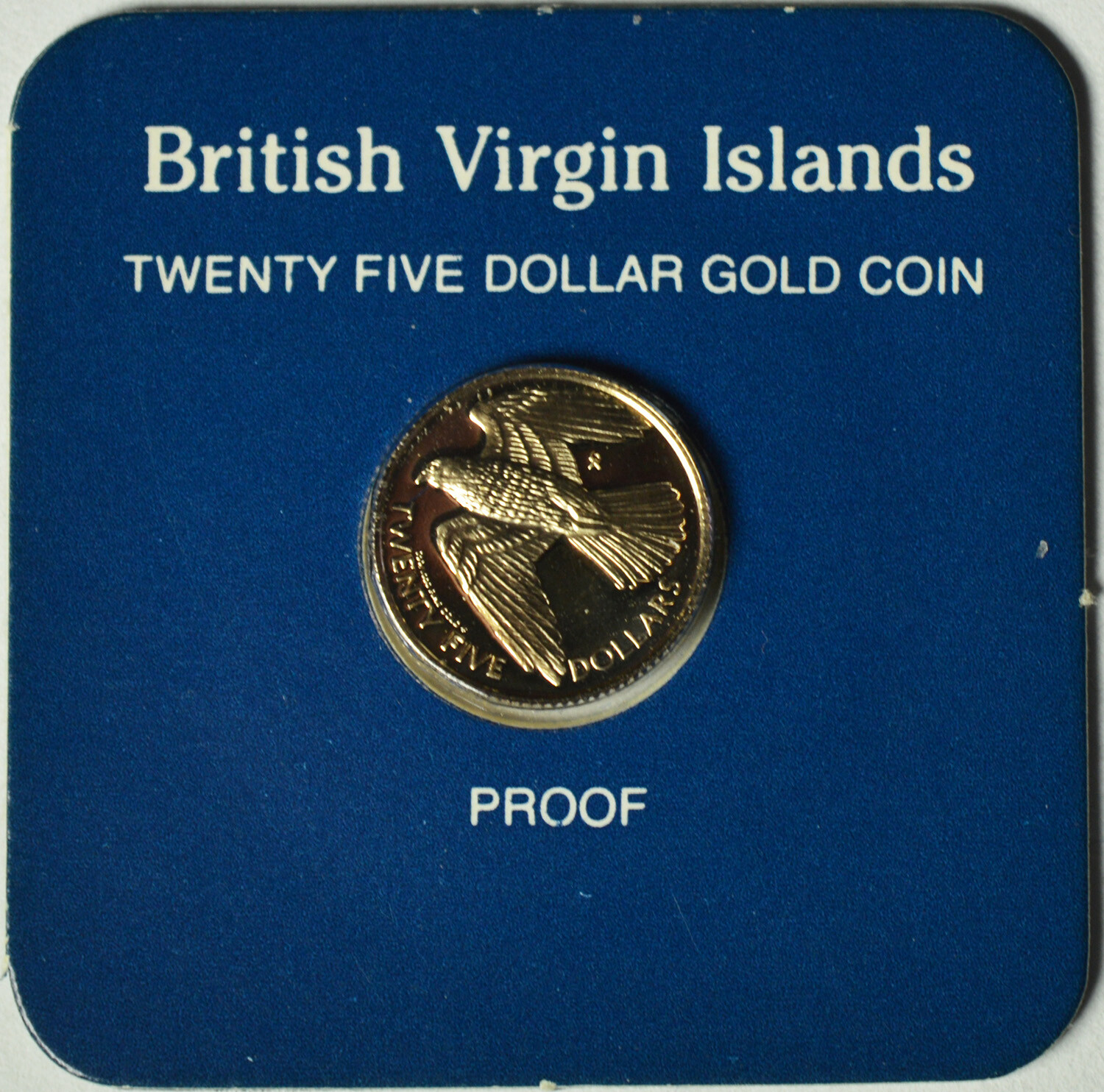 British Virgin Islands 1983 $25 Gold Proof Merlin Hawk with Box & COA