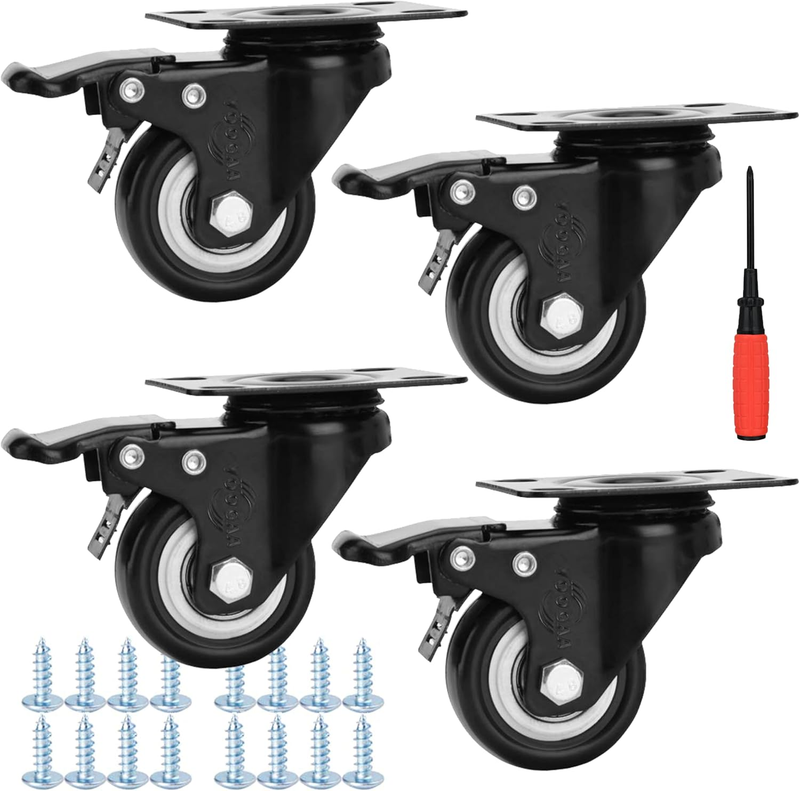 2 Inch Caster Wheels Casters Set of 4 Heavy Duty Industrial Casters Safety Dual