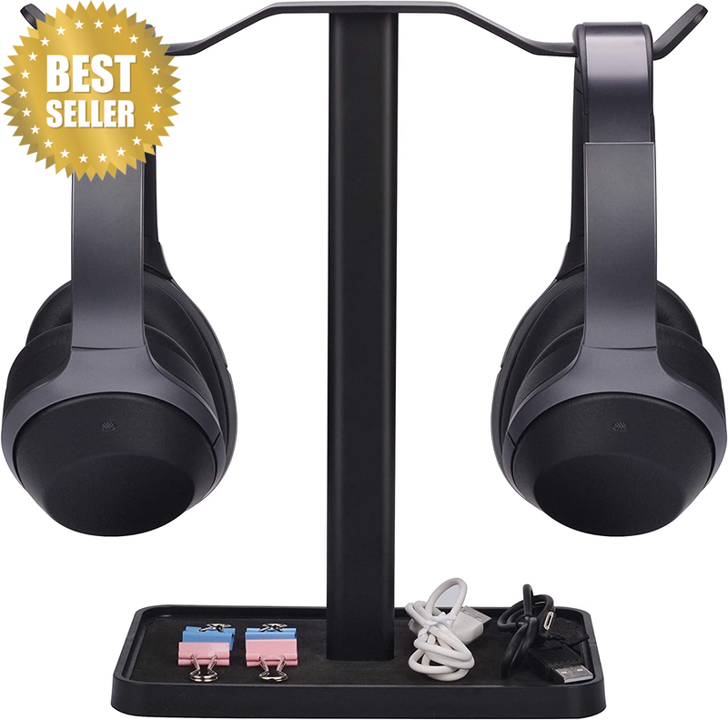 [Super Stable] Neetto HS908 Dual Headphones Stand for Desk, Aluminum Alloy & Met