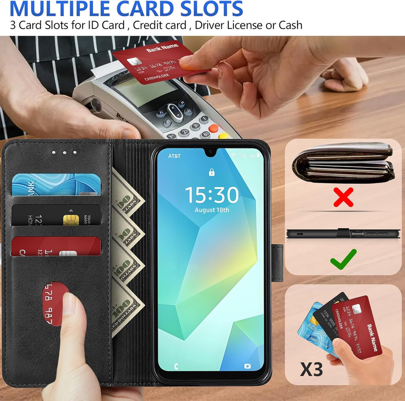 for Samsung Galaxy A16 Case for Samsung A16 Wallet Case Shockproof Flip Flap Mag