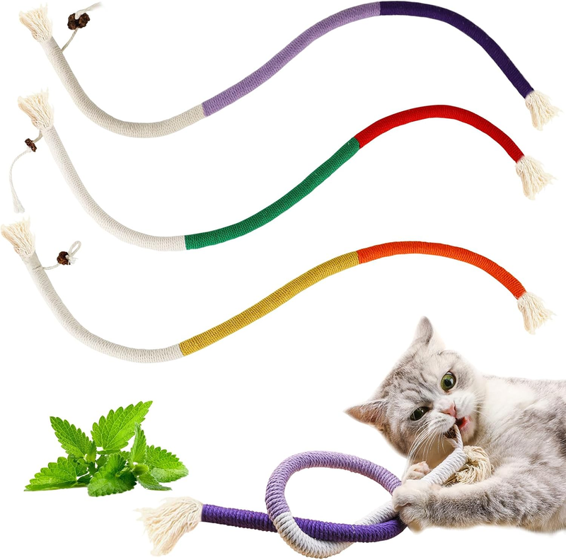 DANCOLOR Cat Chew Rope Catnip Toys for Cats, 3Pc Interactive Cat Toys