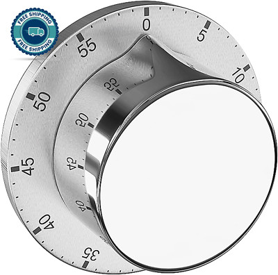 Mechanical Kitchen Timer - Stainless Steel Timer with Clear Alarm, Magnetic Back