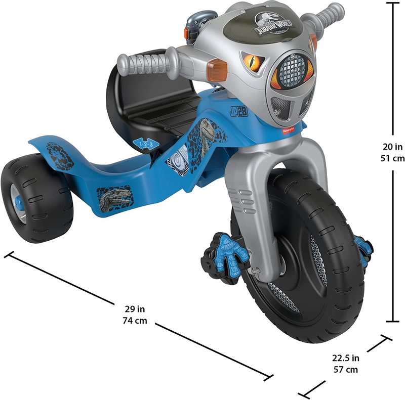 Jurassic World Tricycle Velociraptor Dinosaur Trike Bike Lights & Sounds New Toy