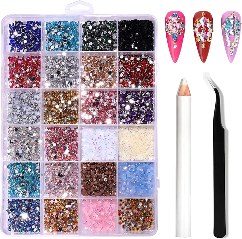 Resin Rhinestones Kit, Bedazzler Kit Gems with Tweezers and Dotting Pen