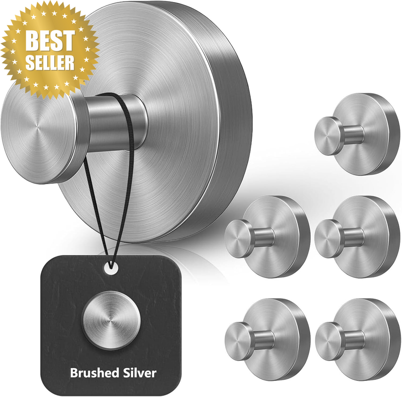 6Pcs Suction Cup Hooks for Shower, Stainless Steel Bathroom Shower Hooks, No Dri