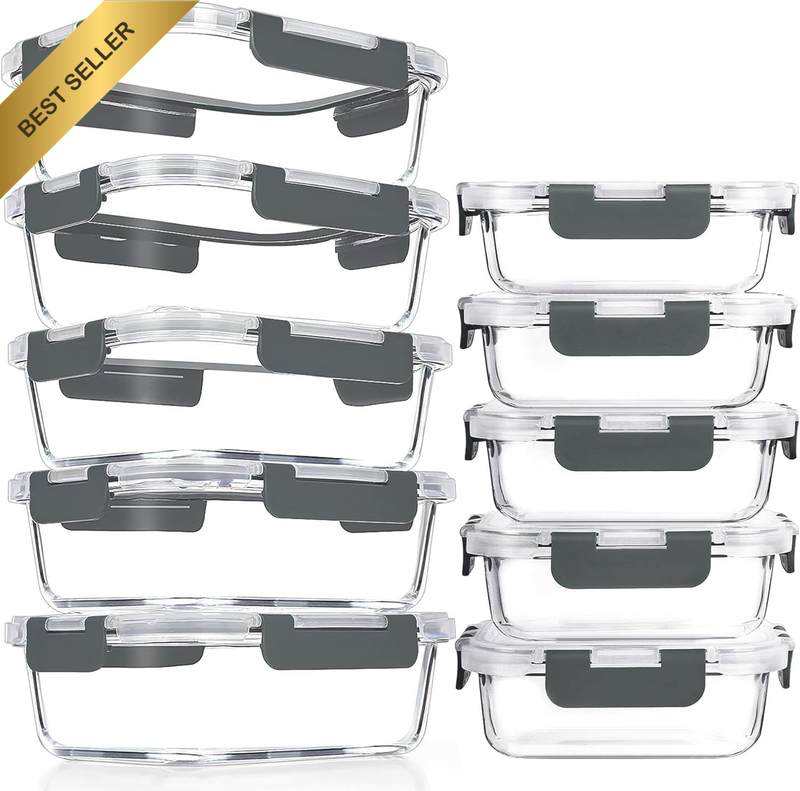 Glass Meal Prep Containers 10 Packs Food Storage Containers Airtight Glass Lunch