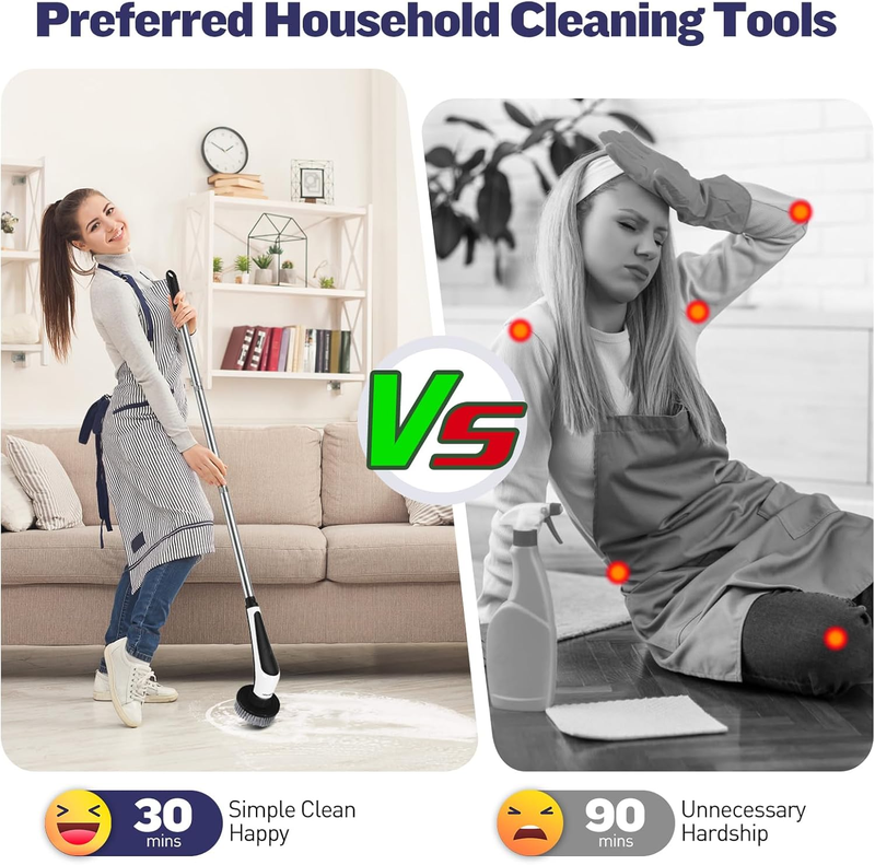 Electric Spin Scrubber - [IPX8 Waterproof]  Cordless Cleaning Brush with 4 Brush