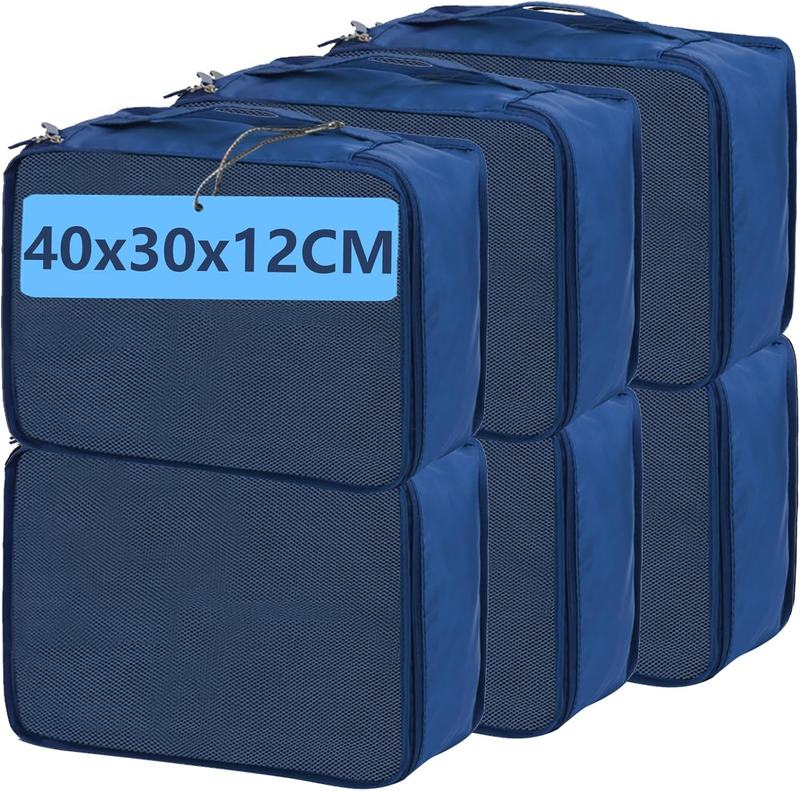 Large Packing Cubes 6 PCS, 40X30X12Cm Same Size Suitcase Organiser Bags 6-Piece,