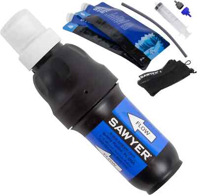 Sawyer Squeeze Water Filtration System Filter Kit SP129 + Pouches, Straw, Acc