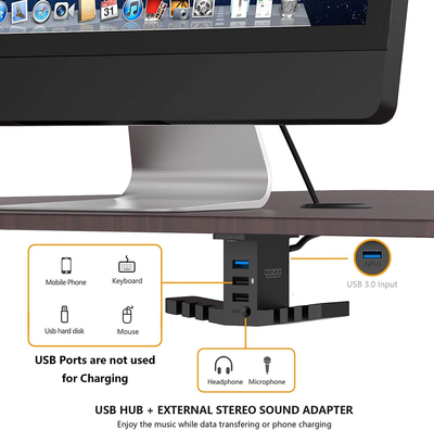 Headphone Stand with USB Hub COZOO Under Desk Headset Hanger Mount Dual Hook Hol