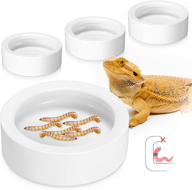 Meanplan 4 Pcs Reptile Bowl Food Dish Reptile Water Food Feeding, 2.71 Inch