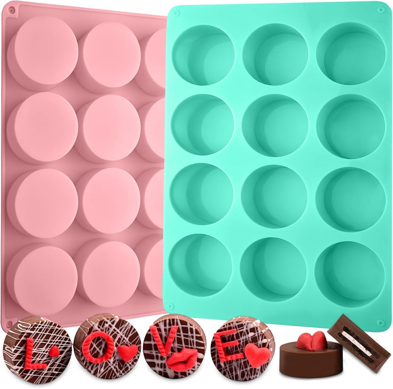 Round Chocolate Cookie Molds, New Size 12-Cavity Cylinder Chocolate Cover Cookie