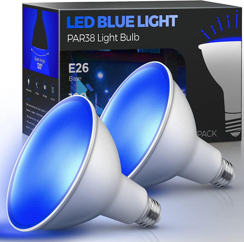 LOHAS PAR38 Blue Flood Light Bulbs,  120W Equivalent,18 Watt  E26 Base 2 Pack✔✔