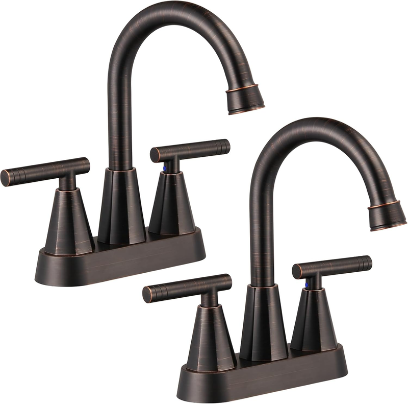 Bathroom Faucets for Sink 3 Hole, 4 Inch with Pop up Drain and 2 Supply Hoses, 2 Handle Centerset Bathroom Faucet for Sink Vanity, ORB, 2 Pack