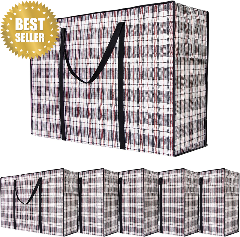 Heavy Duty Moving Bags, 6 Pack Large Storage Laundry Bags, Checkered Storage Bag