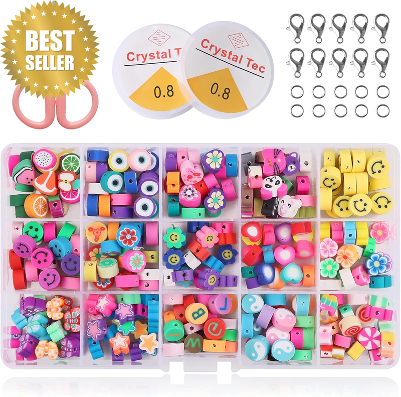 300PCS Mixed Spring Flower Polymer Clay Beads Jewelry Charm Craft Kit