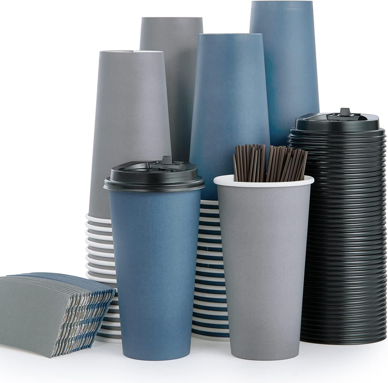 Paper Coffee Cups, Disposable Coffee Cups With Lids, Sleeves And