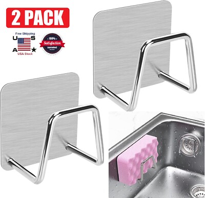 2 Pack Adhesive Sponge Holder Sink Caddy for Kitchen Accessories Stainless Steel