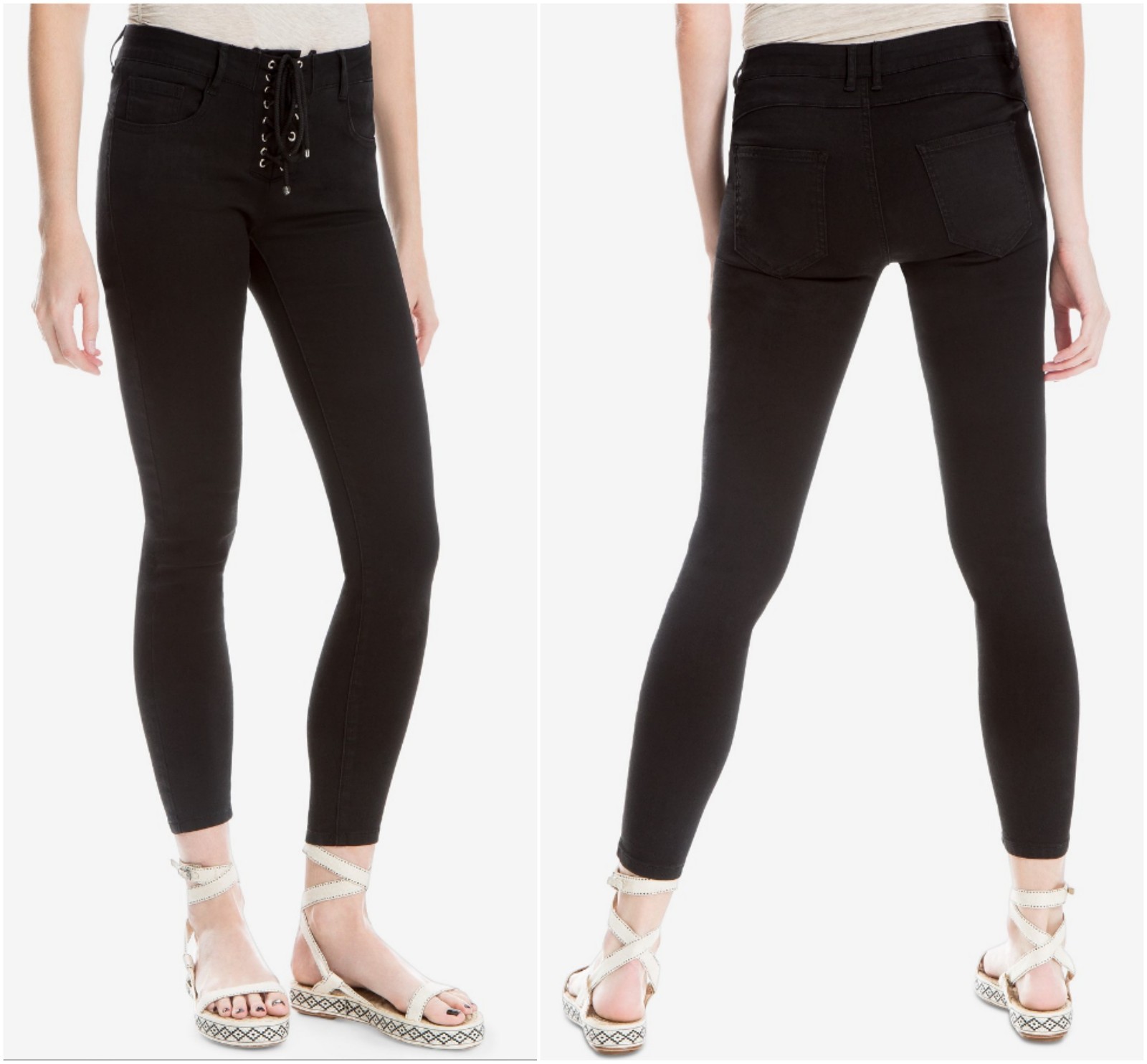 MAX STUDIO SEXY CHIC LACE UP BLACK SKINNY ANKLE JEANS Sz 24 NWT 68