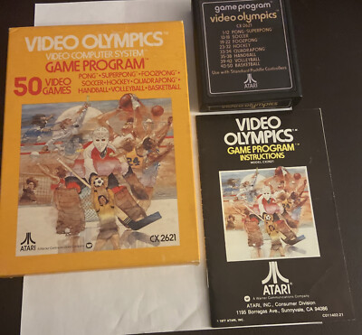 Video Olympics Complete With Box Manual CIB Text Label Atari 2600 (1977)