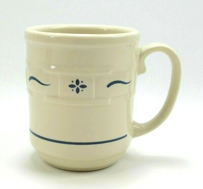 Longaberger Woven Traditions Heritage Blue Coffee Mug Tea Cup 12 Oz  4'' Tall
