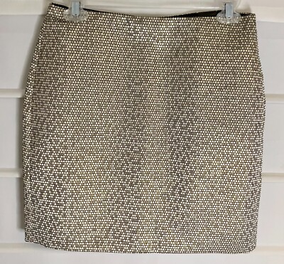 Banana Republic Metallic Gold & Black Fully Lined Mini Skirt 2 MSRP $69.99 NWTS!