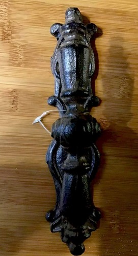PAIR OF LARGE BRONZE FINISHED CAST IRON DOOR HANDLE/PULLS