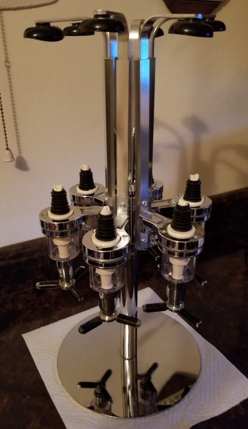 6 Bottle Rotating Bar Butler Cocktail Liquor Dispenser- Excellent Condition!