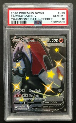 2020 Pokemon SWSH Full Art Charizard V PSA 10 Shiny