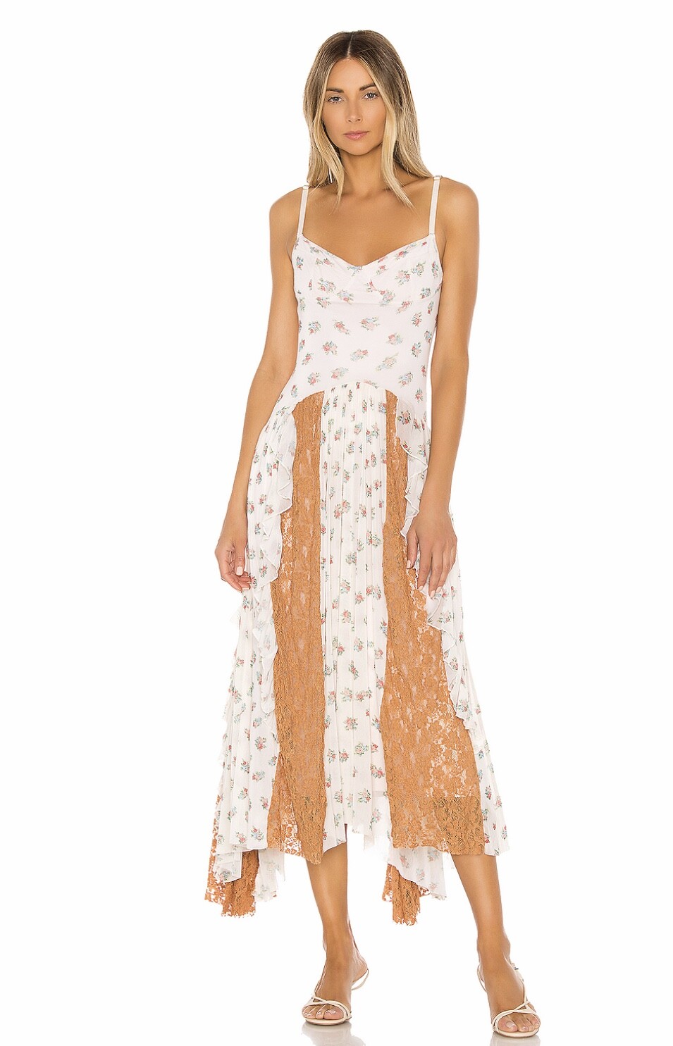 Pre-owned Hot As Hell Hot-as-hell All Ruffled Up Dress Size Small Floral Lace Z190-34 In Multicolor