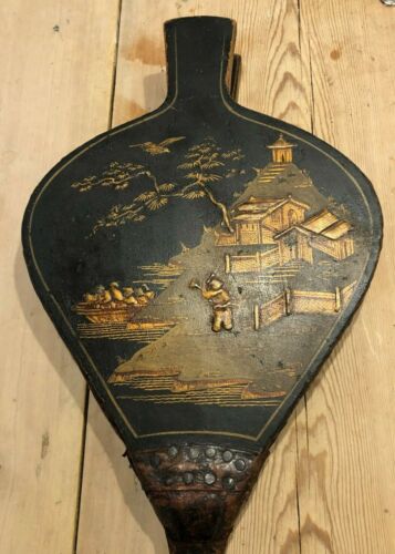 Fabulous Antique 18th Century English Chinoiserie Lacquer Fireplace Bellows