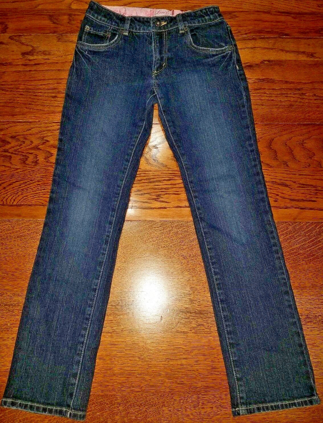 Girls Levi's Denim Jeans Size 14 Regular Fit Dark Indigo Wash Red Tag Zippered