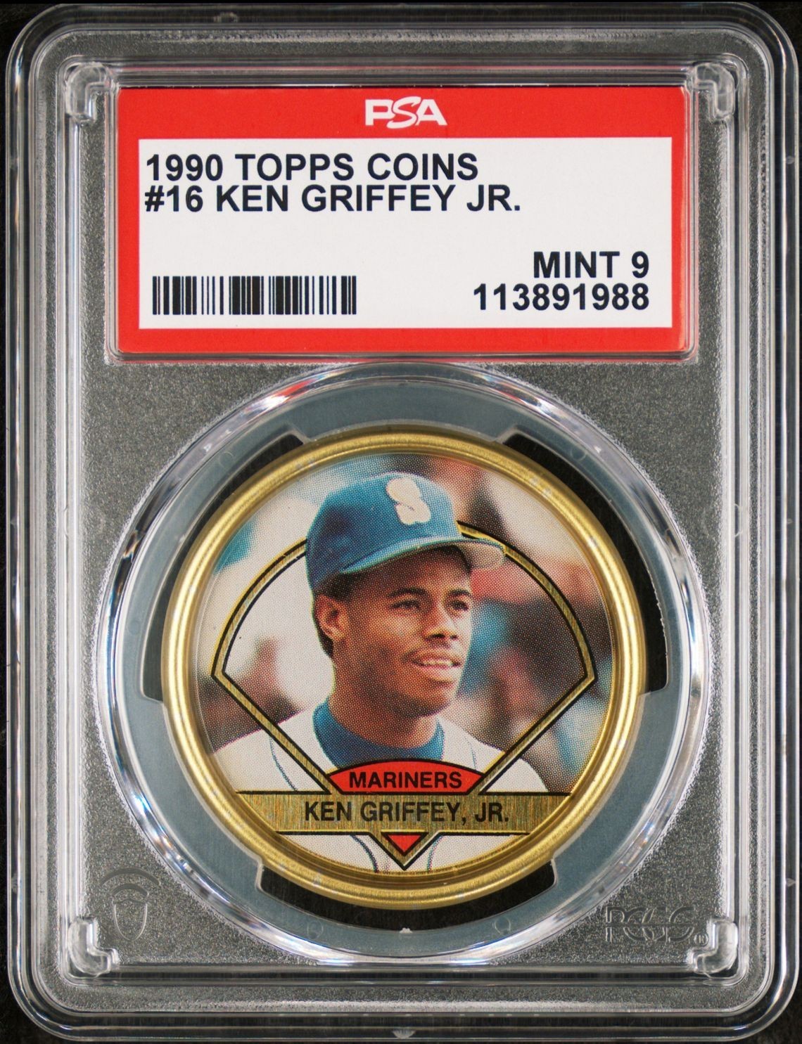 1990年 ケン ・ グリフィー Jr.入りランダムセット124 1990 Topps Coins Ken Griffey Jr. #16 Seattle Mariners PSA 9