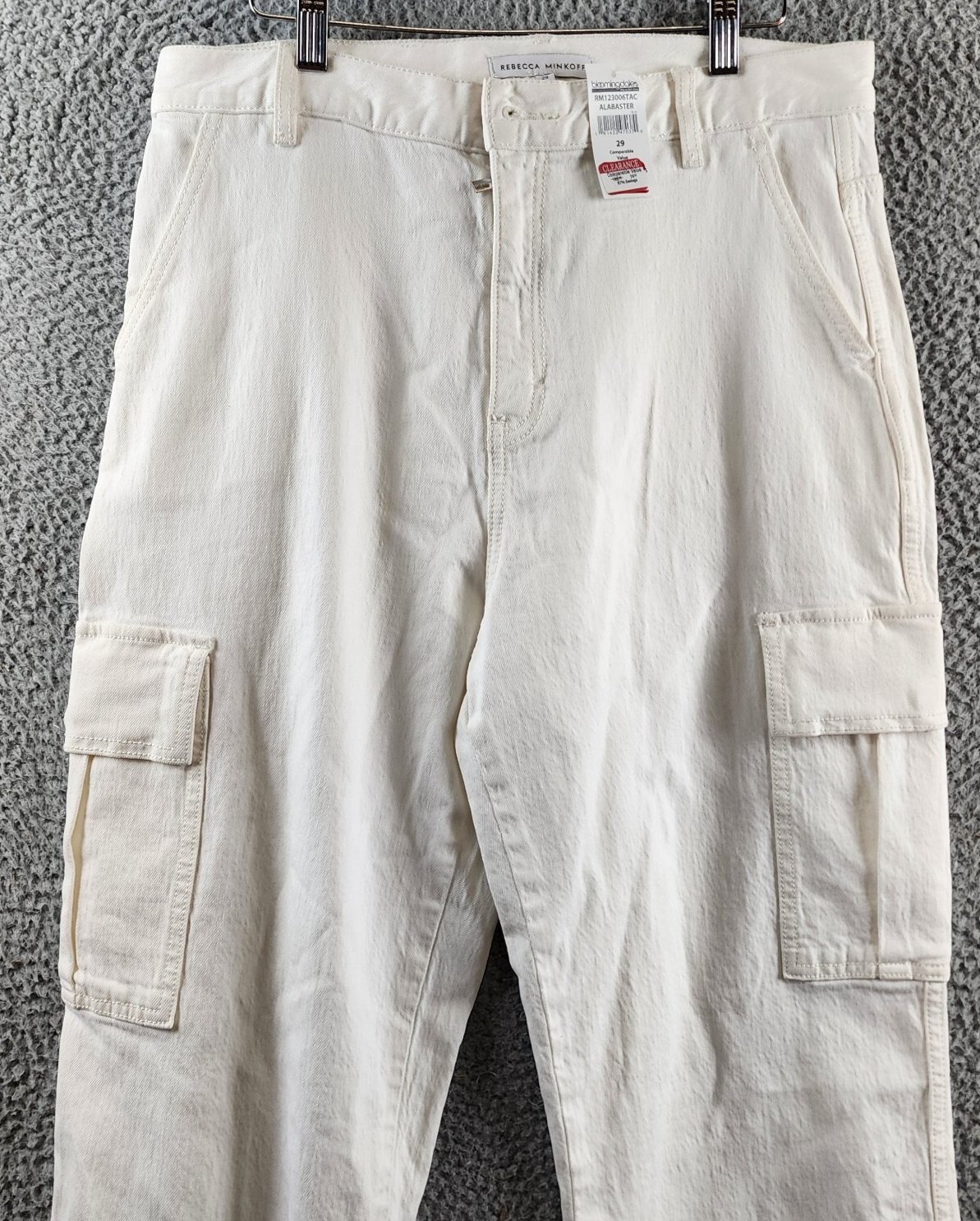 REBECCA MINKOFF Relaxed Cargo Pants Women's 29 Alabaster Zip & Button Closure - Picture 3 of 16