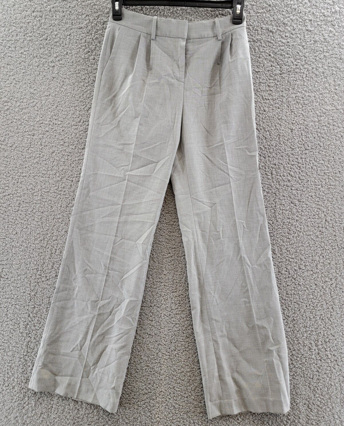 Calvin Klein Wide-Leg Pleated Pants Women's 2 Heather Grey