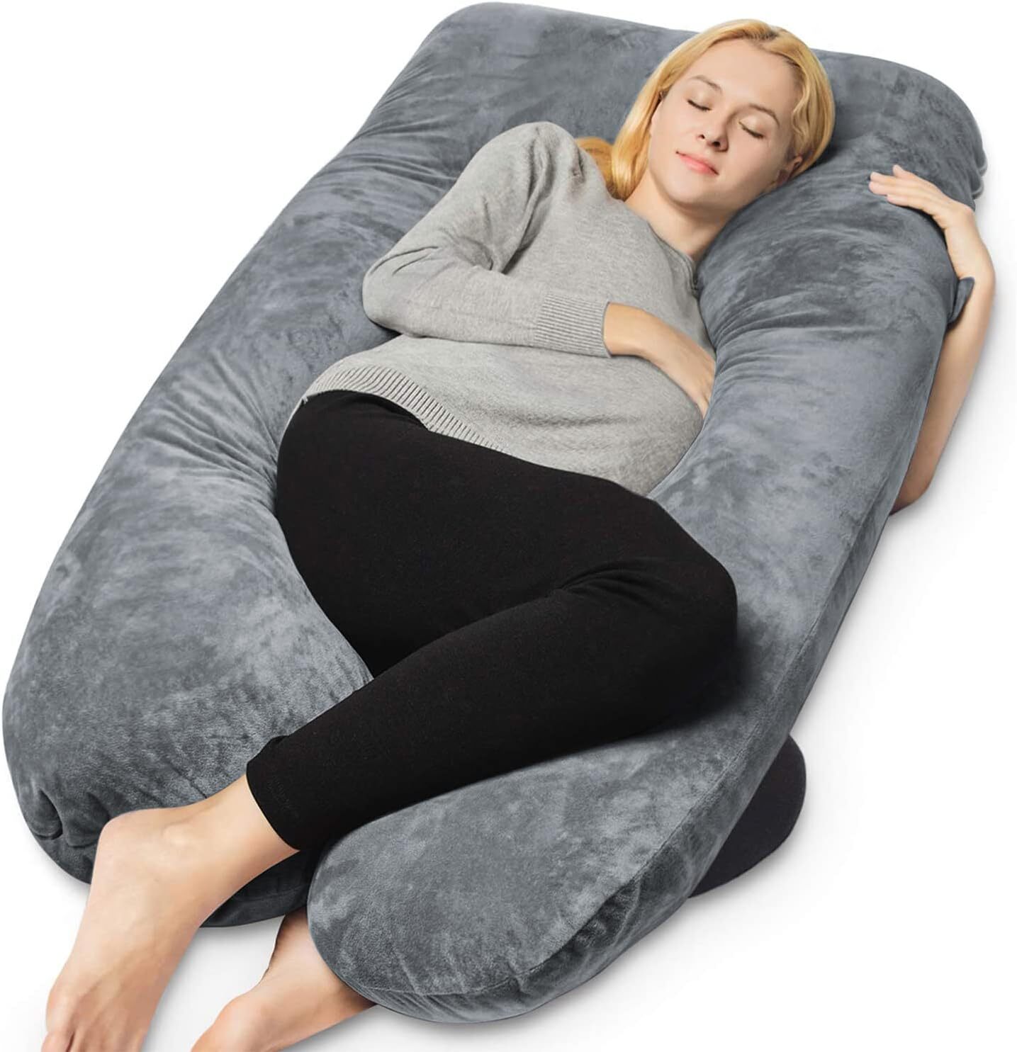 S, U Shaped Full Body Pillow 55", Grey