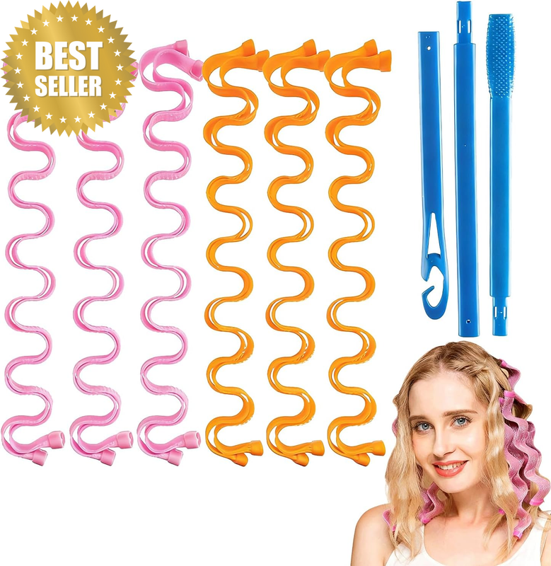 12 Pcs Spiral Hair Curlers No Heat, 55Cm Heatless Curlers Long Hair with Clips,
