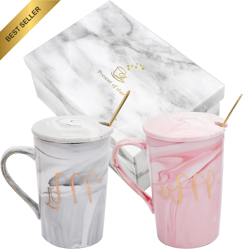 Mr Right and Mrs Always Right Coffee Mug Couple Set, Celebrating Wedding Engagem