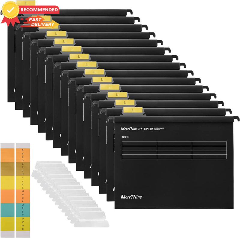 A4 Suspension Files 15PCs Polypropylene w/ Tabs & Card Inserts - Office Storage