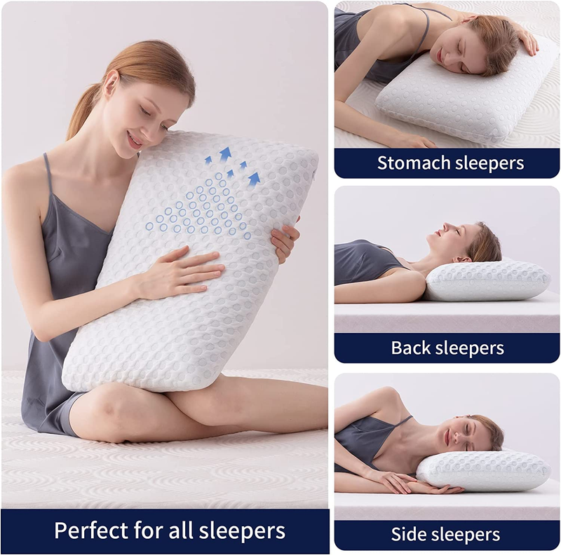 Gel Memory Foam Pillows 2 Pack Firm Pillow Dual-Sided Cooling & Cozy Washable Co