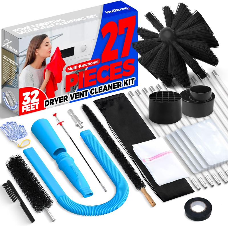 11 Pieces Dryer Vent Cleaner Kit Dryer Cleaning Tools, Include 30 Feet Dryer Ven