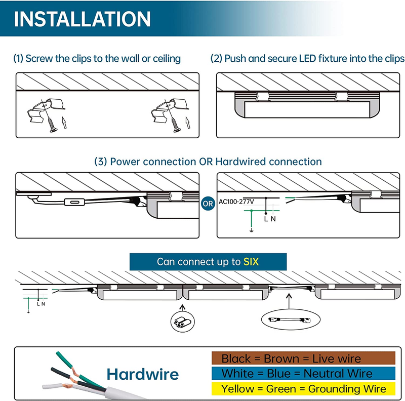 Led Shop Light 40W 5000Lm 5000K 4Ft Integrated Fixture V Shapet8 (Pack of 6))