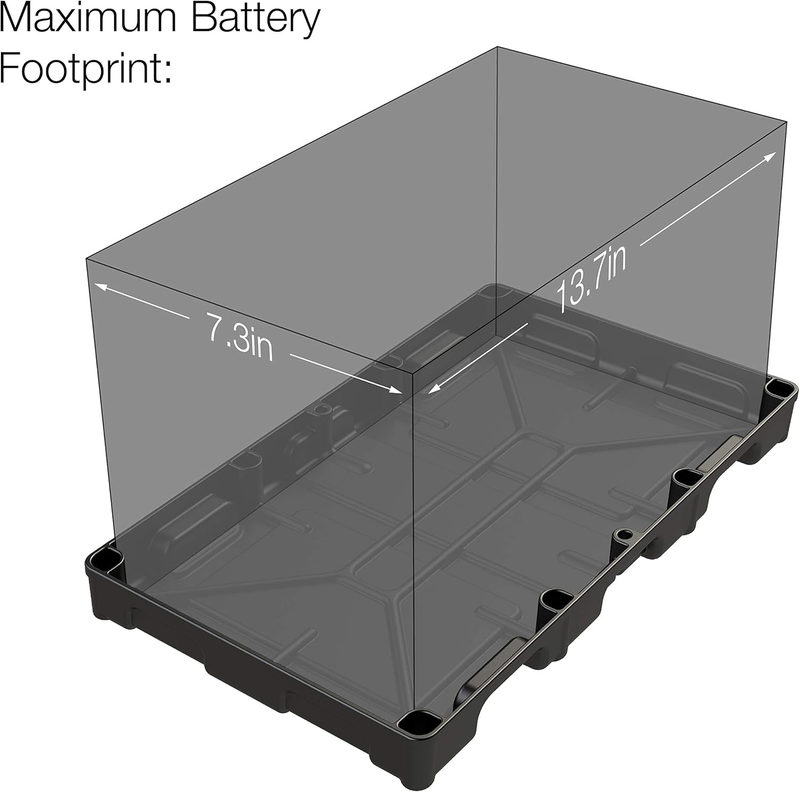 BT31S Black Group 24-31 HD Battery Tray for Automotive, Marine and RV Batteries