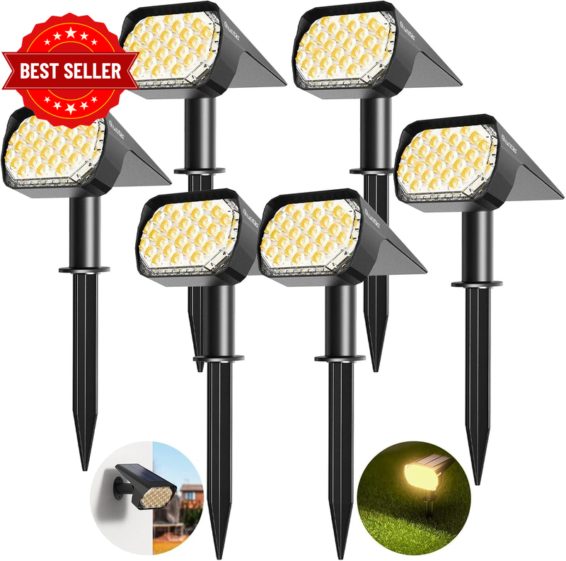 Solar Garden Lights Outdoor, 2-In-1 Solar Spotlights IP65 Waterproof