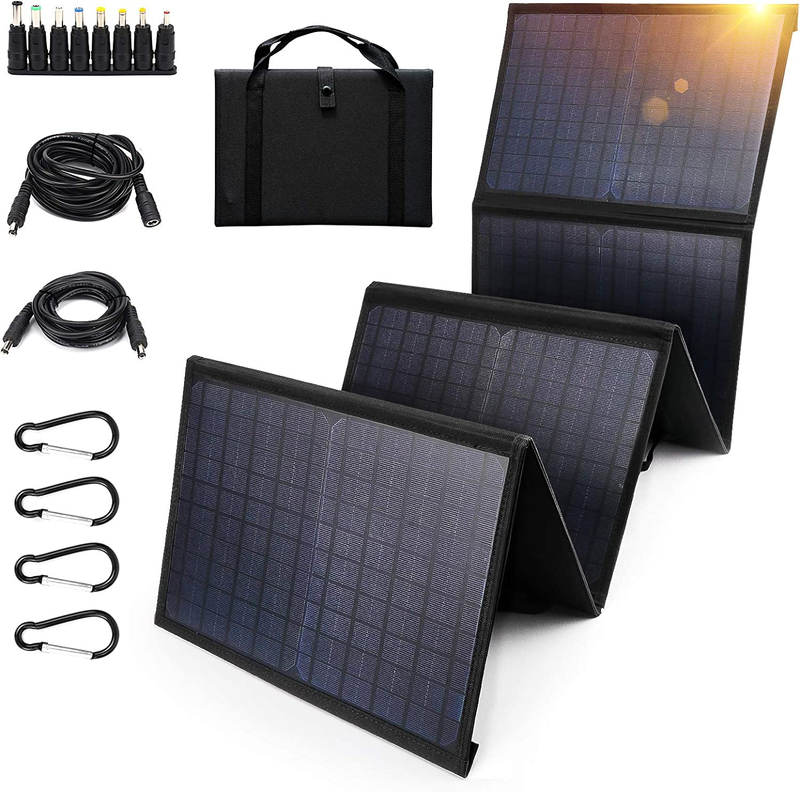 Keshoyal Foldable Solar Panel &ndash; 60W Portable Solar Panels with 5V USB and 18V DC