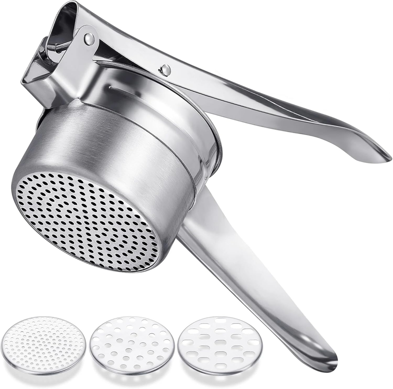 Multi-Purpose Stainless Steel Potato Ricer, Heavy Duty Potato Masher | Large Cap