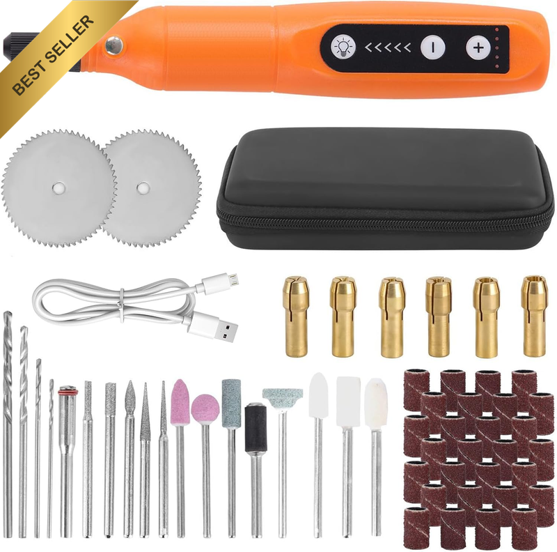 Powerful Mini Cordless Rotary Tool Kit with 5-Speed and USB Charging, 58 Accesso