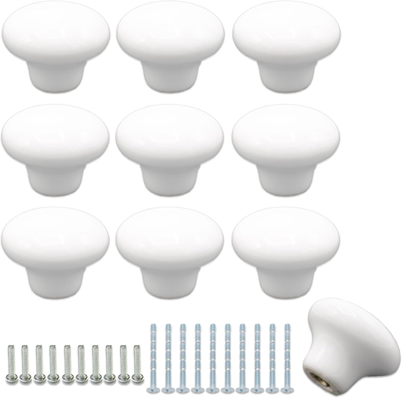 10-Pack Ceramic Cabinet Knobs White 32Mm round Drawer Pull